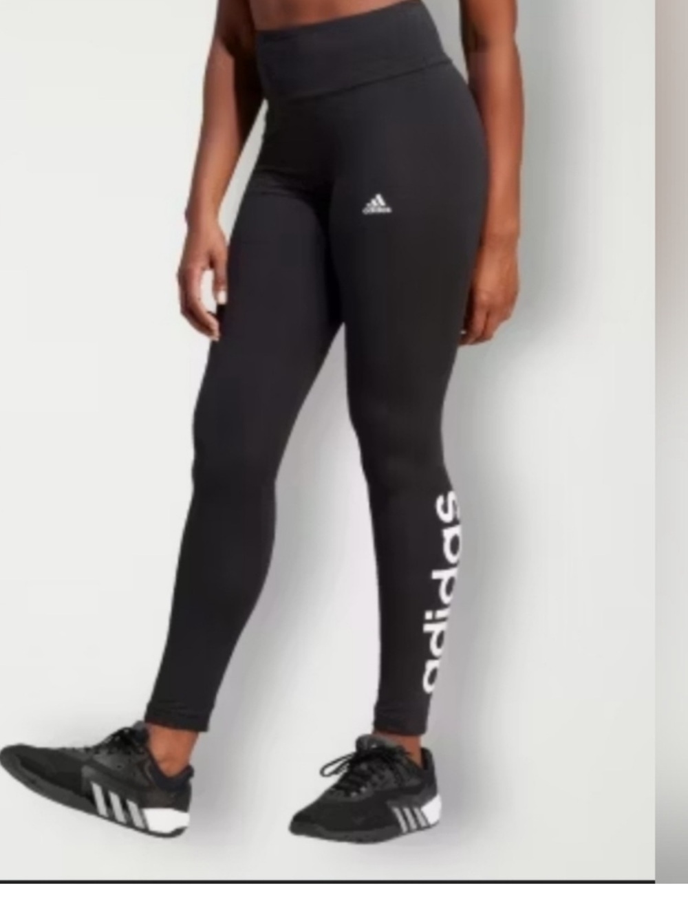 New Adidas Black & White High Rise Logo Leggings